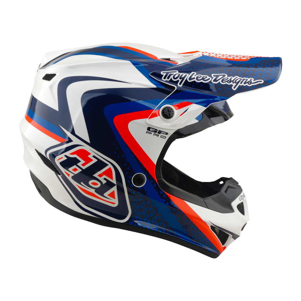 Troy Lee Designs GP Pro MIPS SLIDES MX | Enduro Helmet (White/Blue)