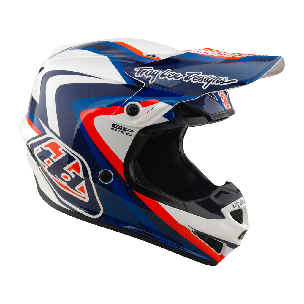 Troy Lee Designs GP Pro MIPS SLIDES MX | Enduro Helmet (White/Blue)