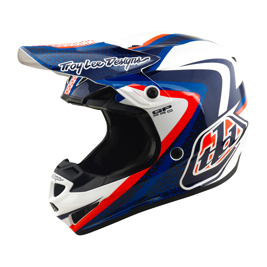 Troy Lee Designs GP Pro MIPS SLIDES MX | Enduro Helmet (White/Blue)
