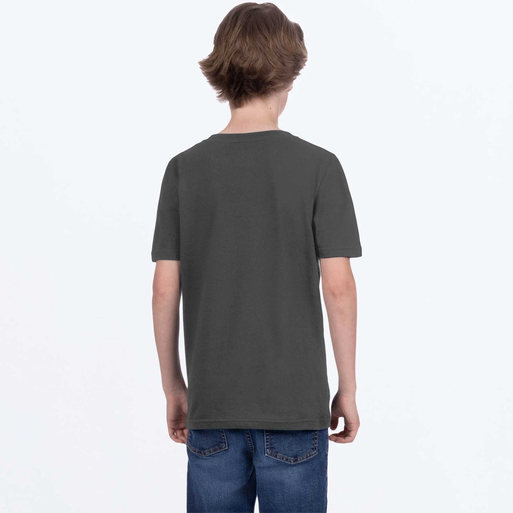 FXR Youth T-Shirt - Race Division Premium Tee (Asphalt/Heather/Red)