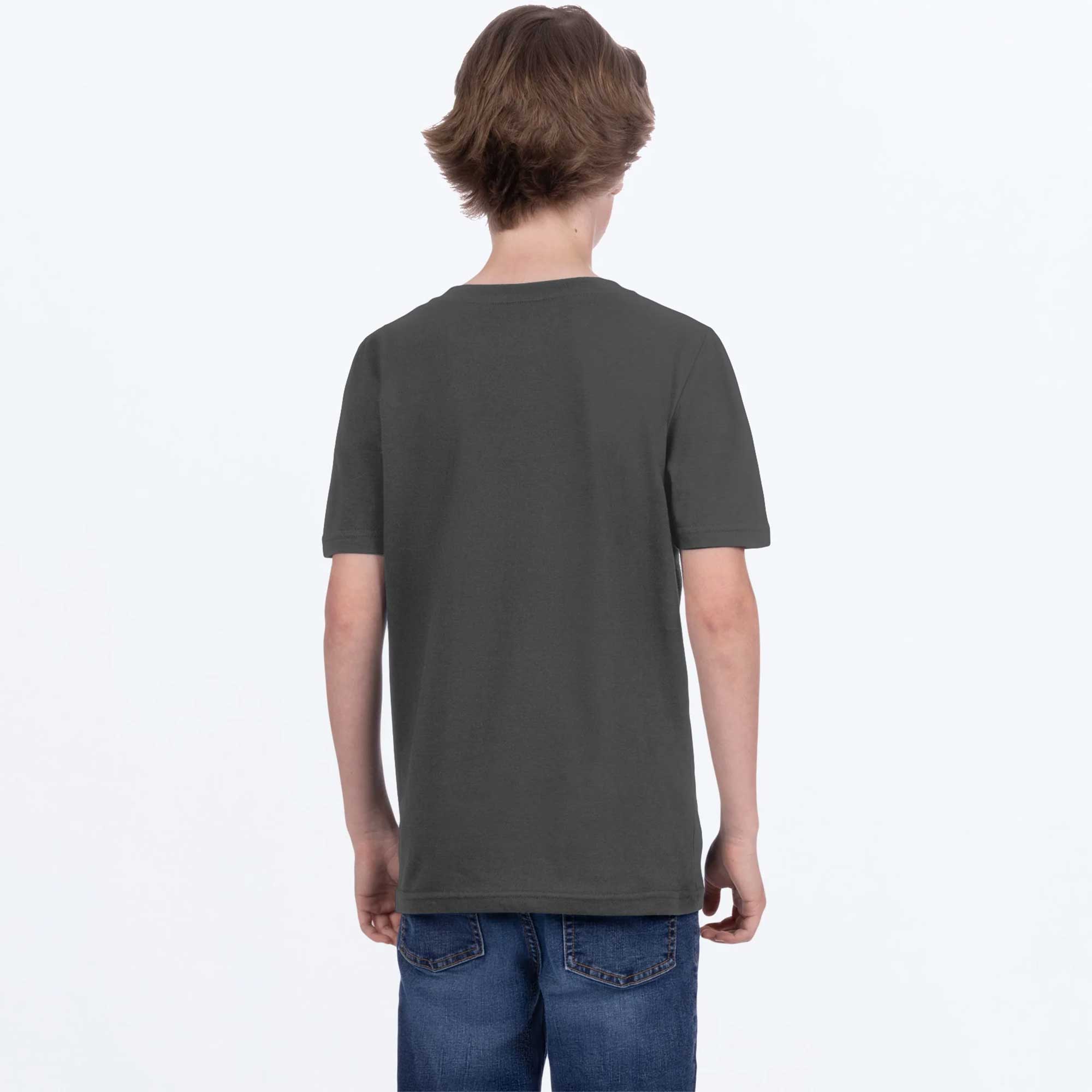 FXR Youth T-Shirt - Race Division Premium Tee (Asphalt/Heather/Red)