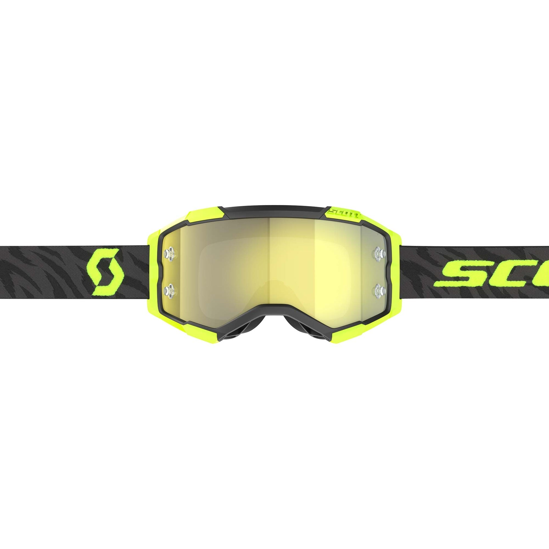 Scott FURY Goggles (Zebra Black/Neon Yellow) Yellow Chrome Lens