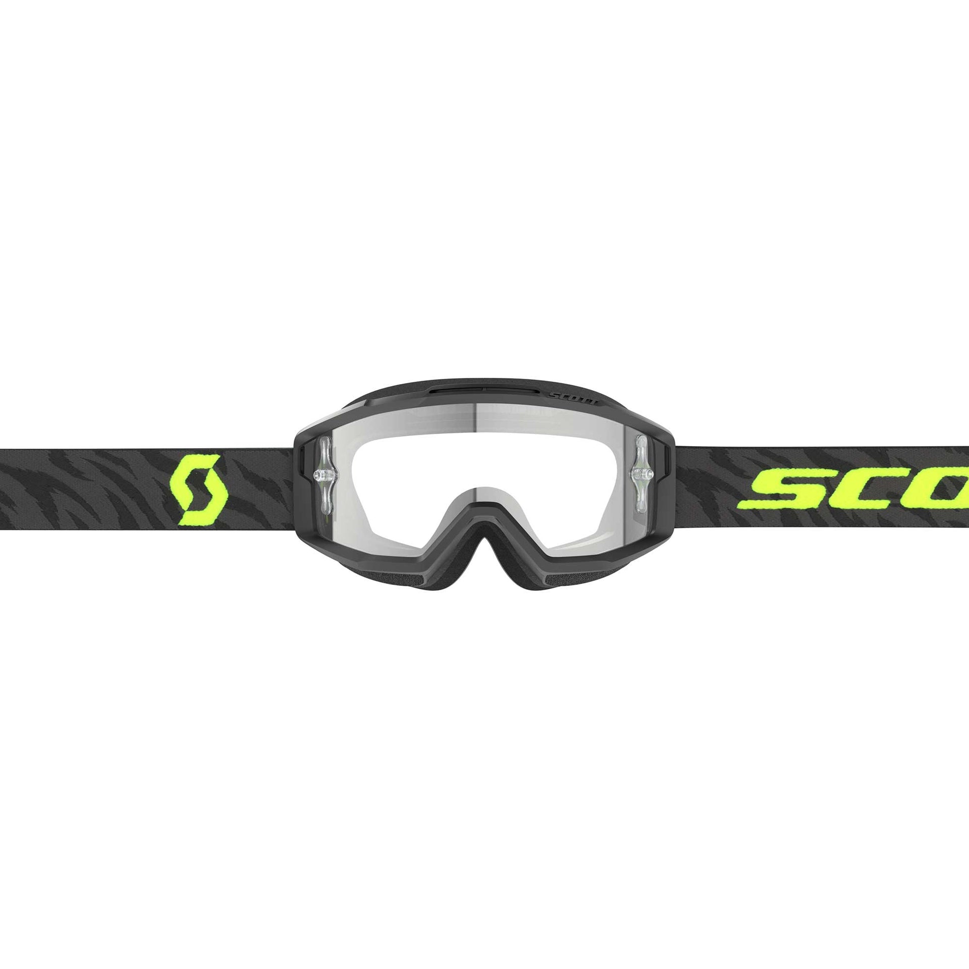 Scott SPLIT OTG Goggles (Zebra Black/Neon Yellow) Clear Lens