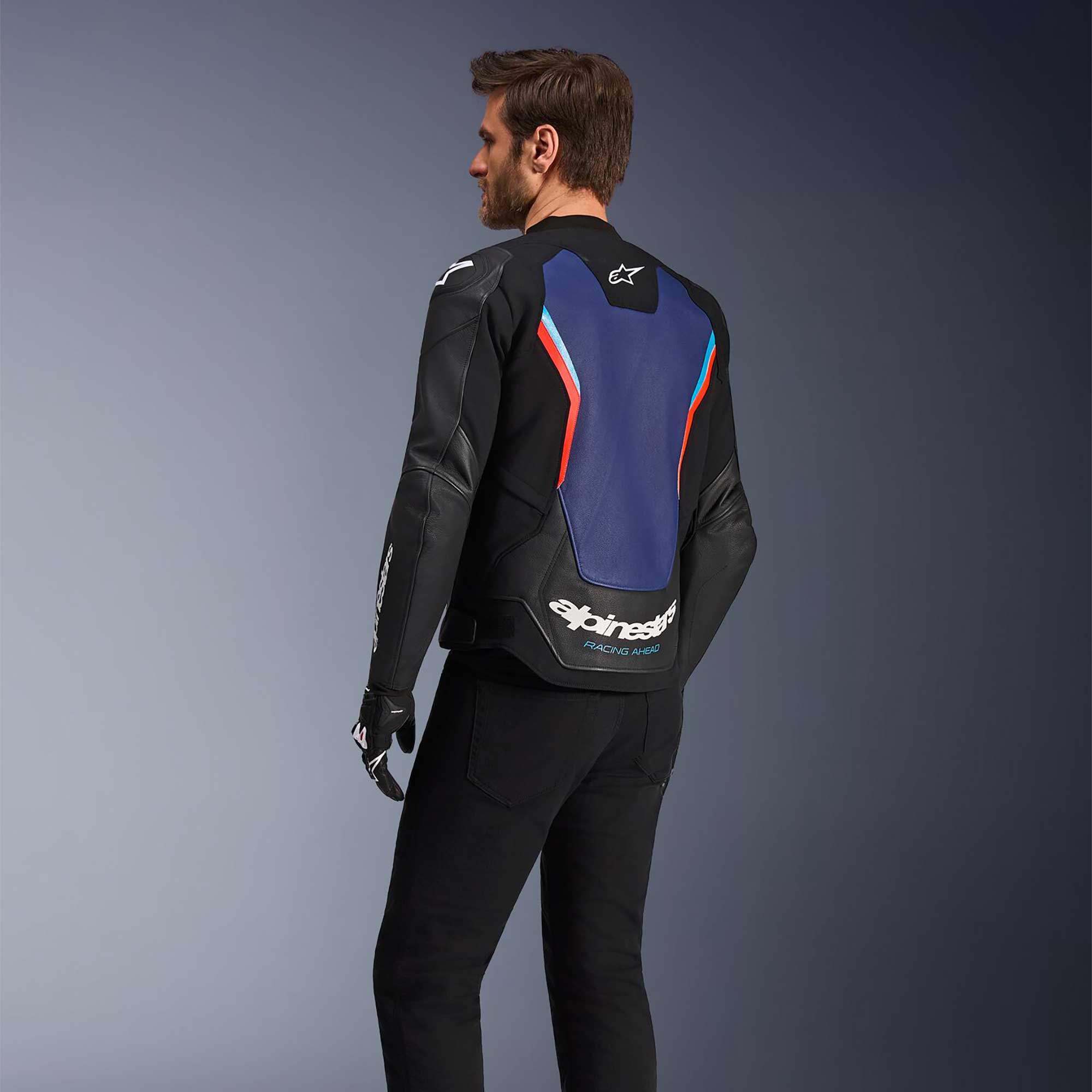 Alpinestars GP FORCE V2 Motorcycle Leather Sports Jacket (Black/Blue/Red Fluo)