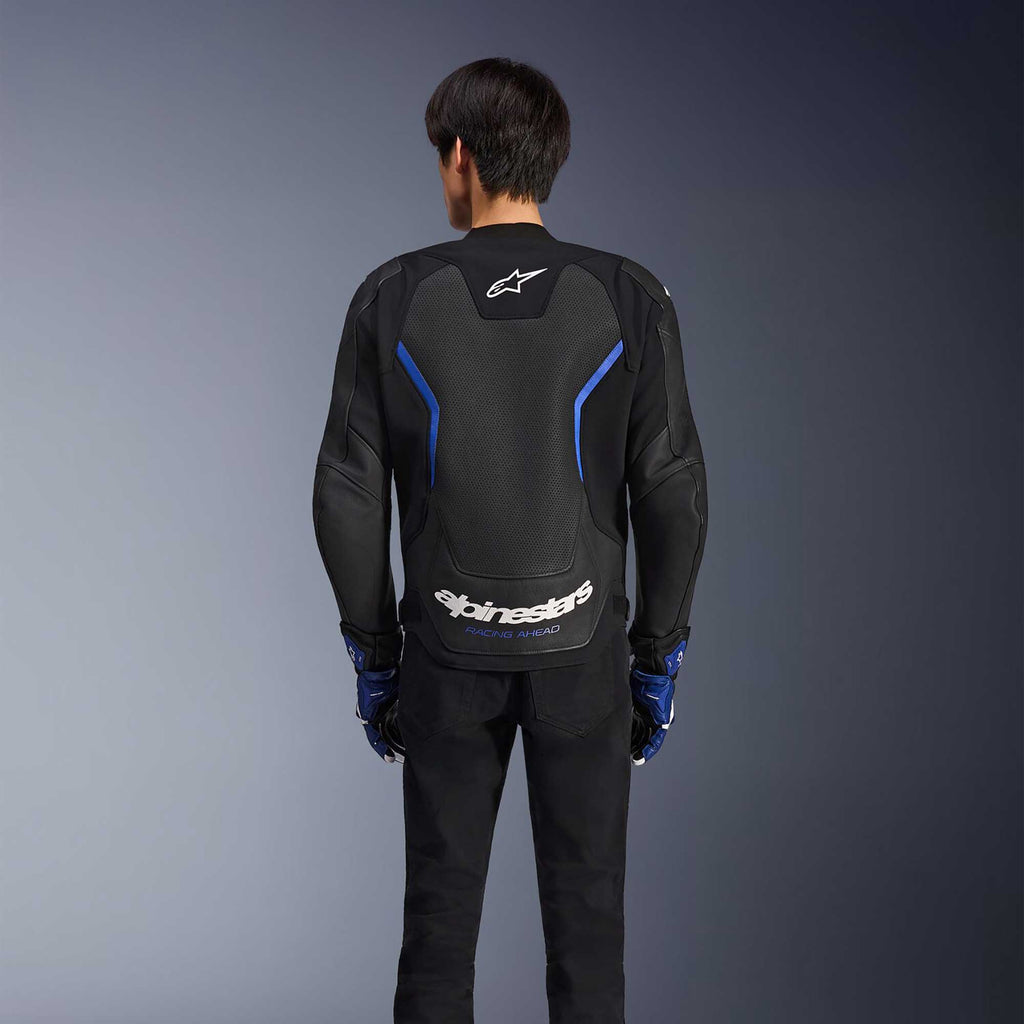 Alpinestars GP FORCE AIR V2 Motorcycle Leather Vented Jacket (Black/Metalic Blue)