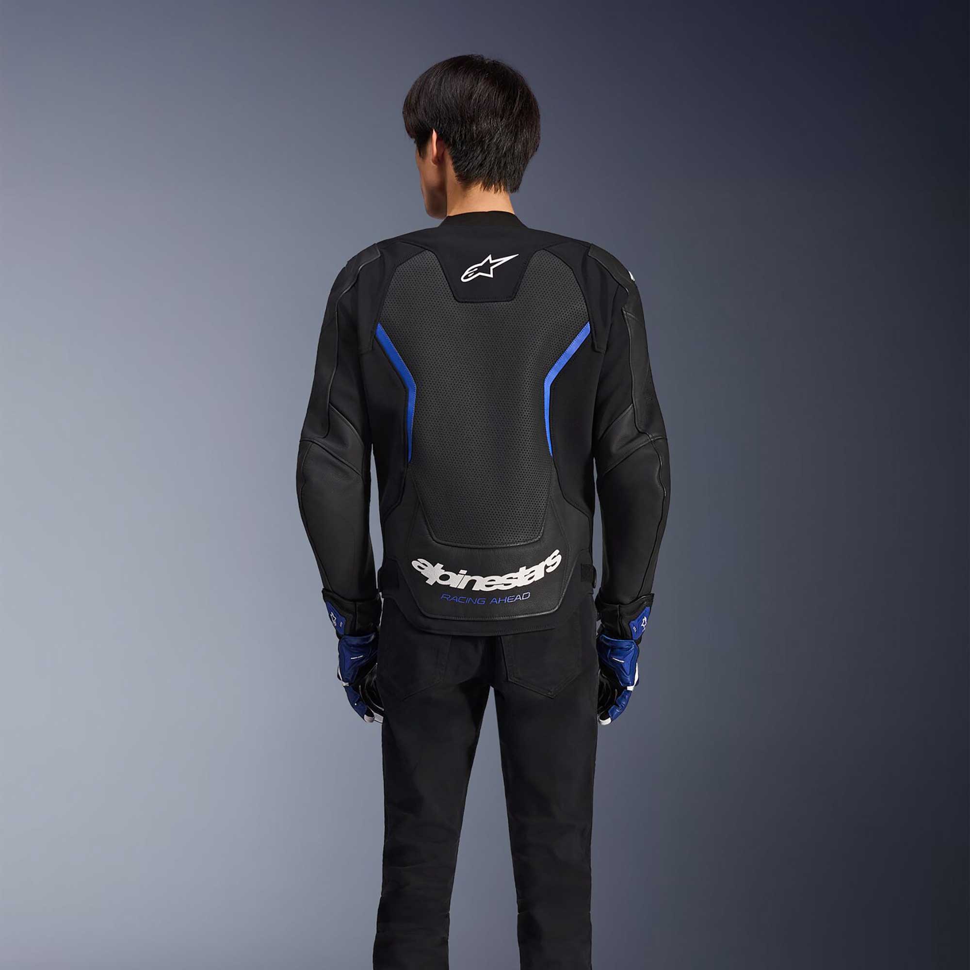 Alpinestars GP FORCE AIR V2 Motorcycle Leather Vented Jacket (Black/Metalic Blue)