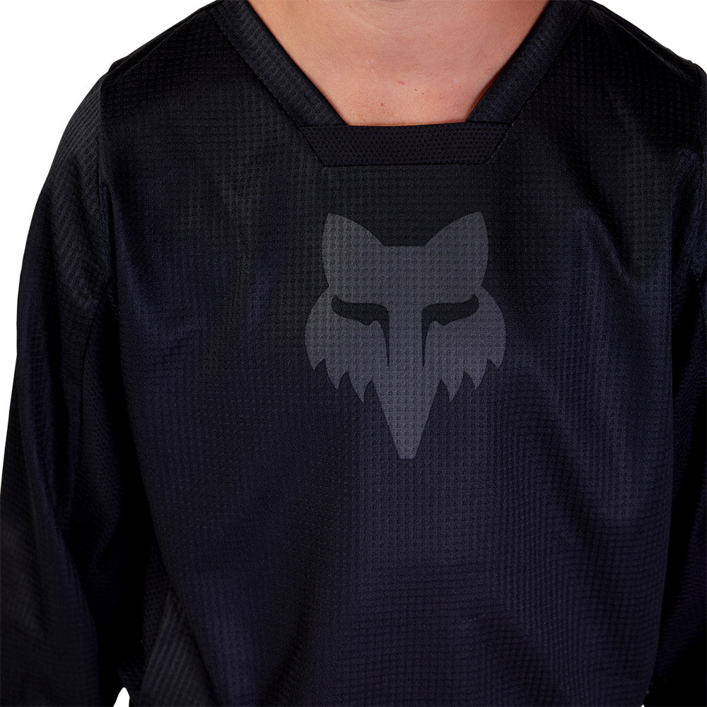 FOX Racing Youth 180 BLACKOUT MX Jersey (Black/Black)