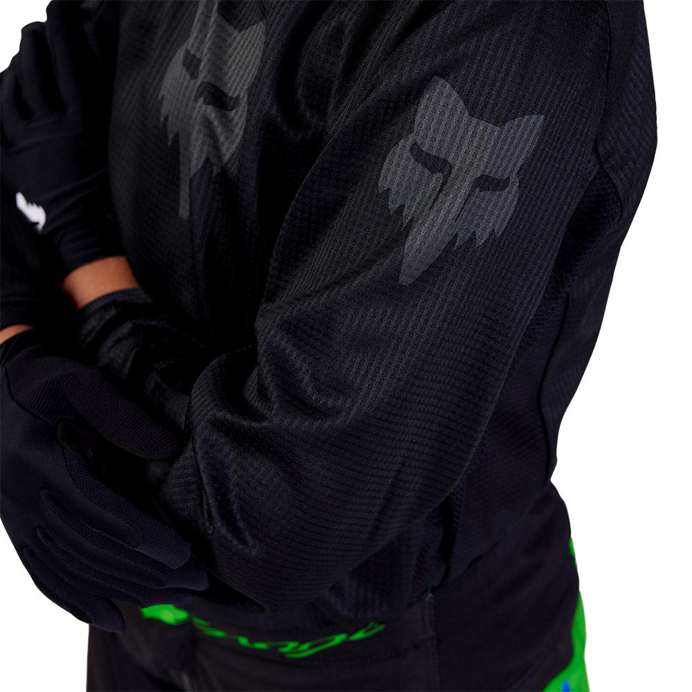 FOX Racing Youth 180 BLACKOUT MX Jersey (Black/Black)
