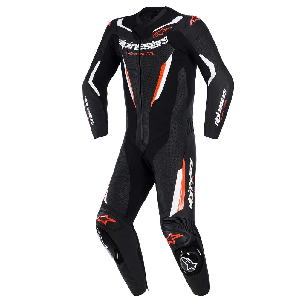 Alpinestars GP Force V2 Motorcycle Leather Race 1pc Suit (Black/White/Red Fluo)