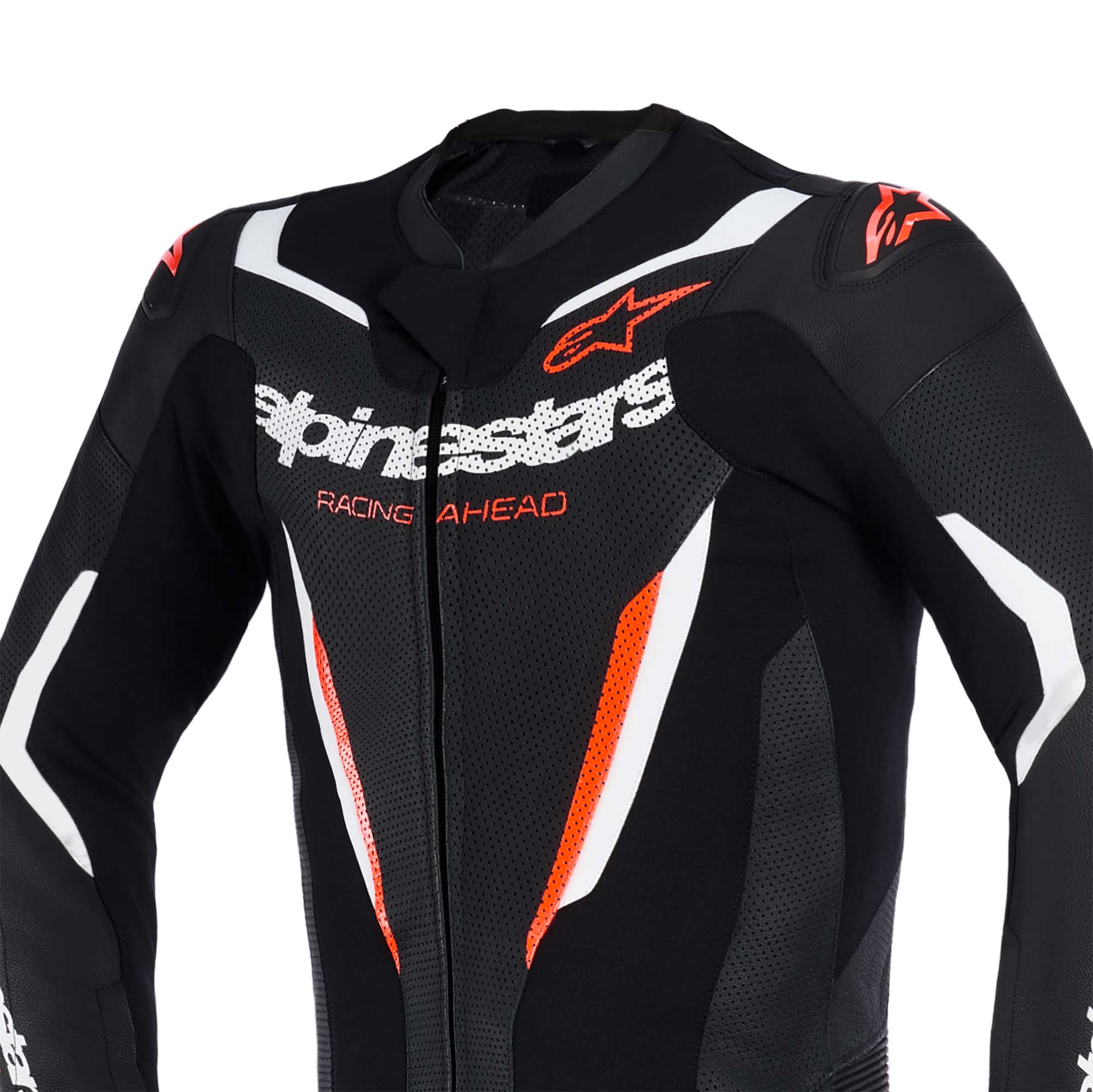 Alpinestars GP Force V2 Motorcycle Leather Race 1pc Suit (Black/White/Red Fluo)