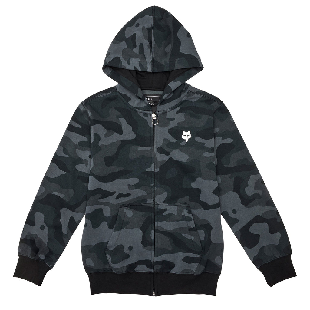 FOX Racing Youth Hoodie - FOX HEAD Camo Fleece ZIP (Black Camo)