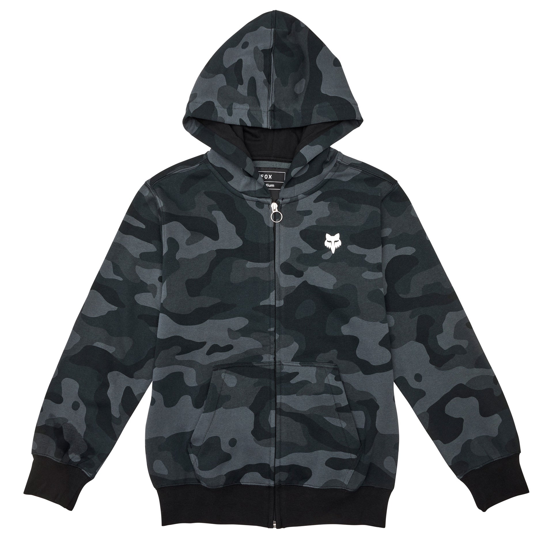FOX Racing Youth Hoodie - FOX HEAD Camo Fleece ZIP (Black Camo)