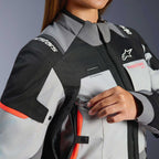 Alpinestars Women's Andes Drystar V4 Motorcycle Textile Jacket (Ice Grey/Dark Grey/Black/Coral Fluo)