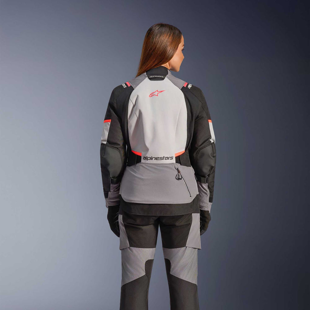 Alpinestars Women's Andes Drystar V4 Motorcycle Textile Jacket (Ice Grey/Dark Grey/Black/Coral Fluo)