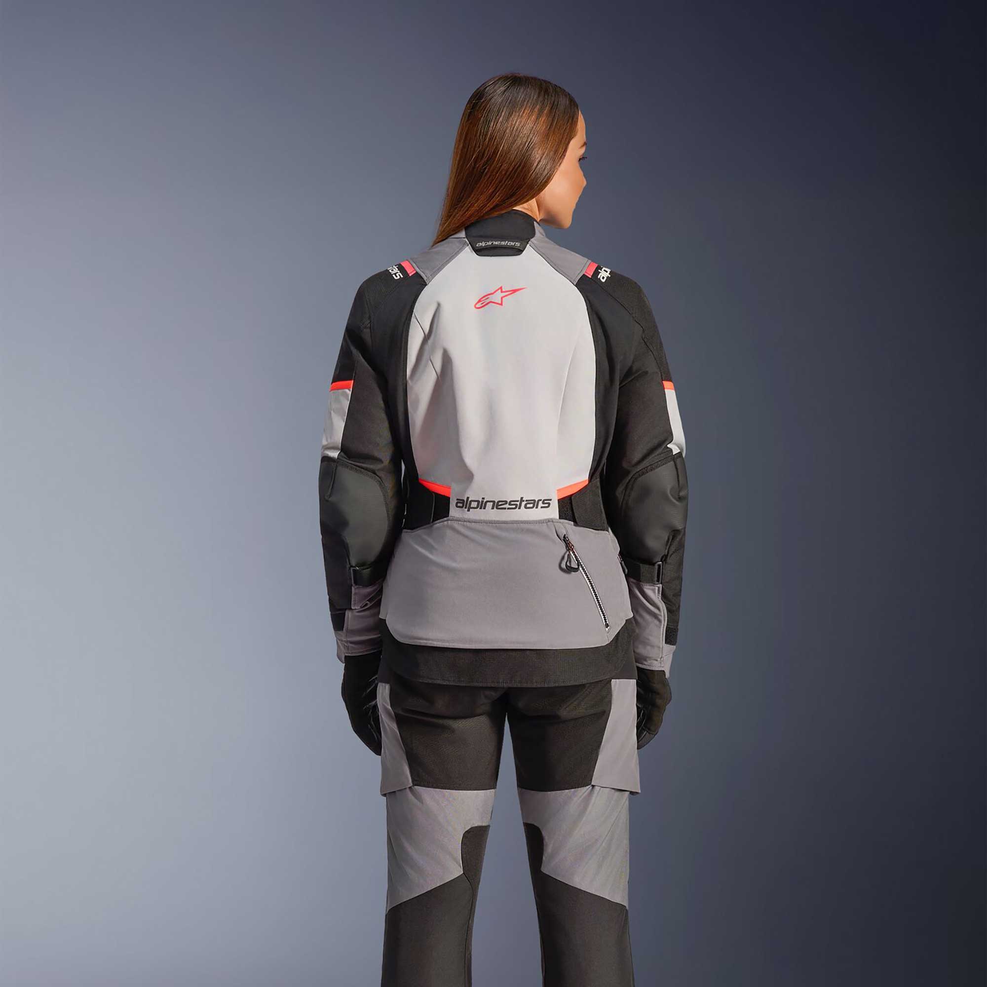 Alpinestars Women's Andes Drystar V4 Motorcycle Textile Jacket (Ice Grey/Dark Grey/Black/Coral Fluo)