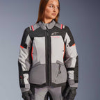 Alpinestars Women's Andes Drystar V4 Motorcycle Textile Jacket (Ice Grey/Dark Grey/Black/Coral Fluo)