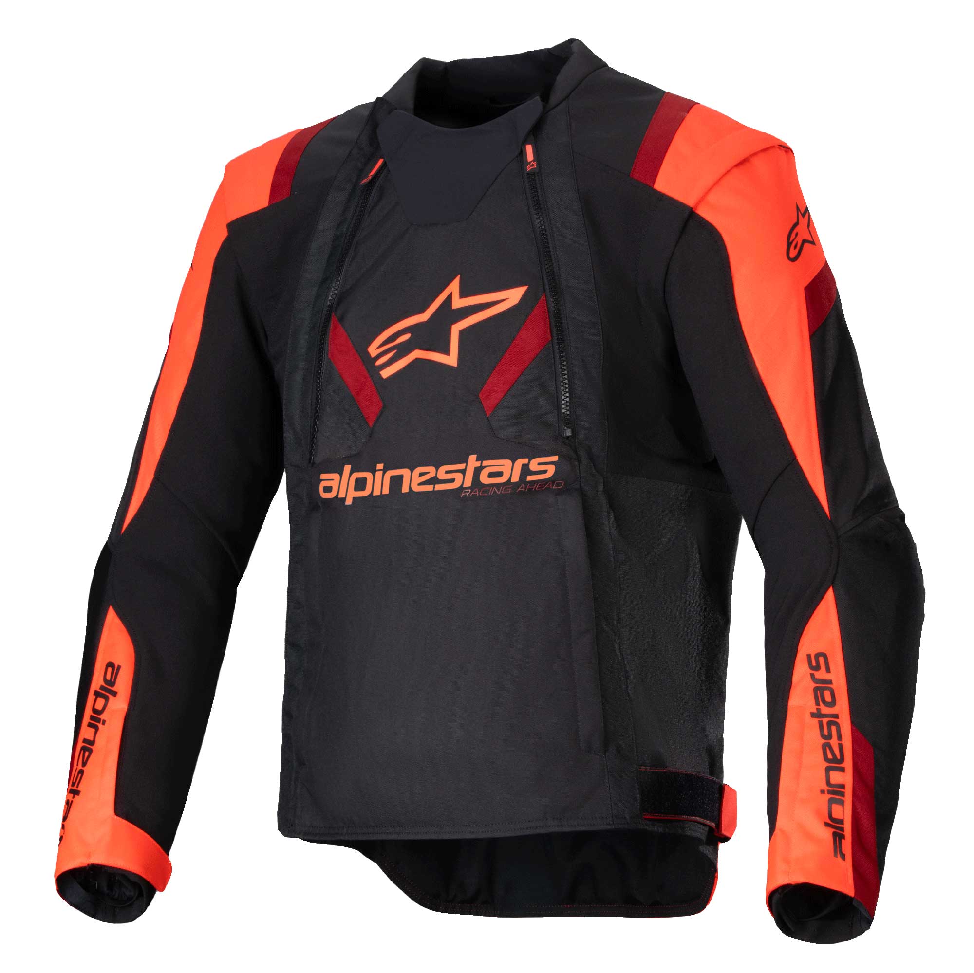 Alpinestars T-STUNT AIR Motorcycle Sports Textile Jacket (Black/Red Fluo/Dark Red)