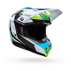 BELL Moto-10 SPHERICAL GRID MX | Enduro Helmet (Carbon/White/Blue/Green)