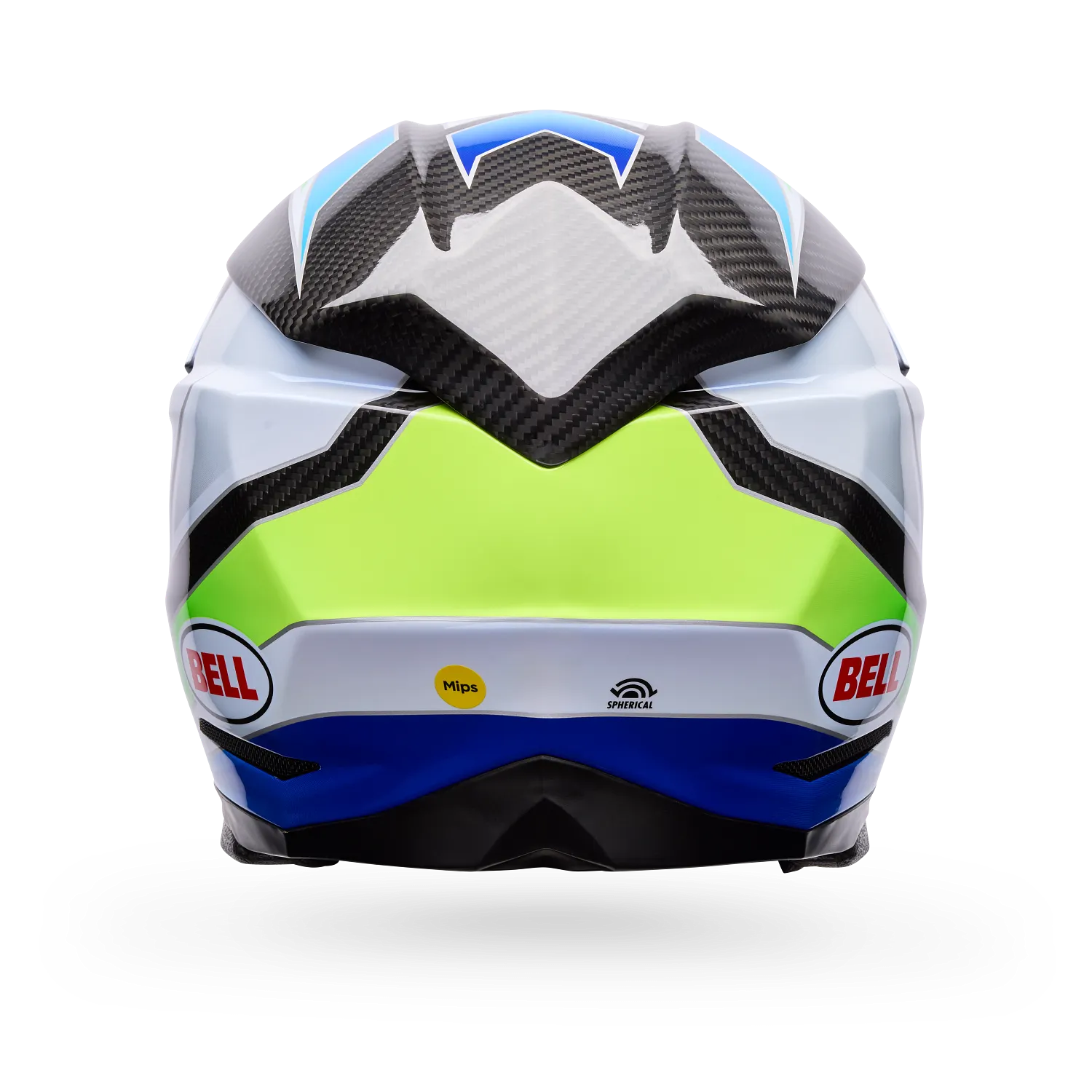 BELL Moto-10 SPHERICAL GRID MX | Enduro Helmet (Carbon/White/Blue/Green)