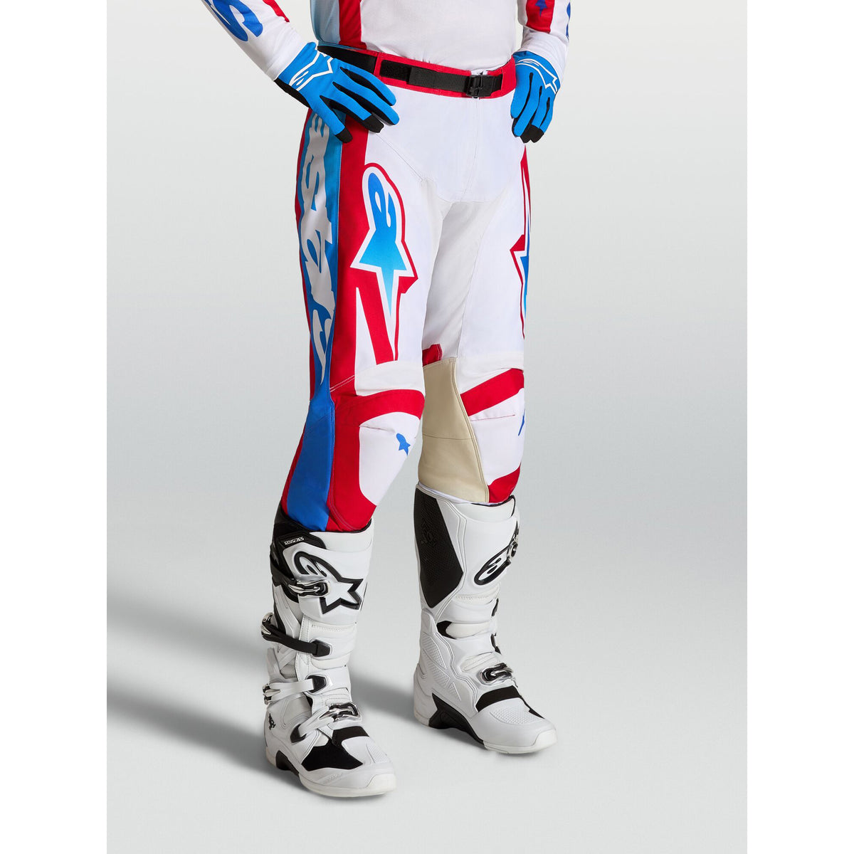 Alpinestars Racer HUNT MX Gear Set (White/Fire Red/Ucla Blue)