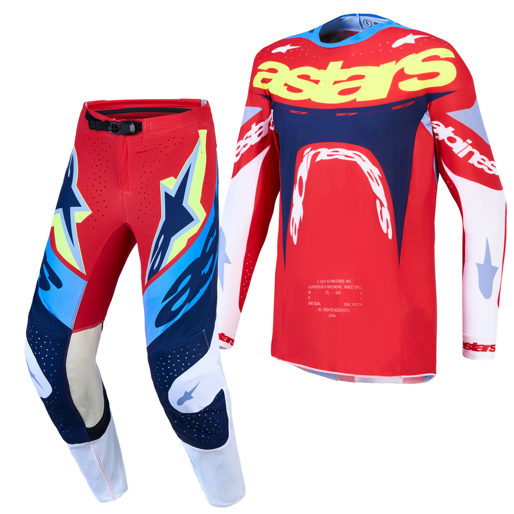 Alpinestars SuperTech DYNA Kit Deal (Fire Red/White/Navy Blue)
