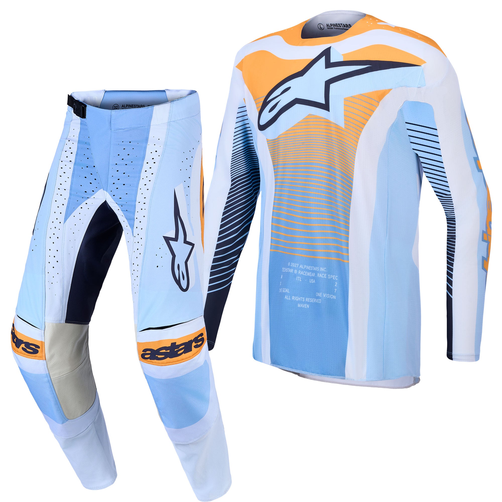 Alpinestars Techstar MAVEN Kit Deal (Dust Blue/Tangerine/Black)