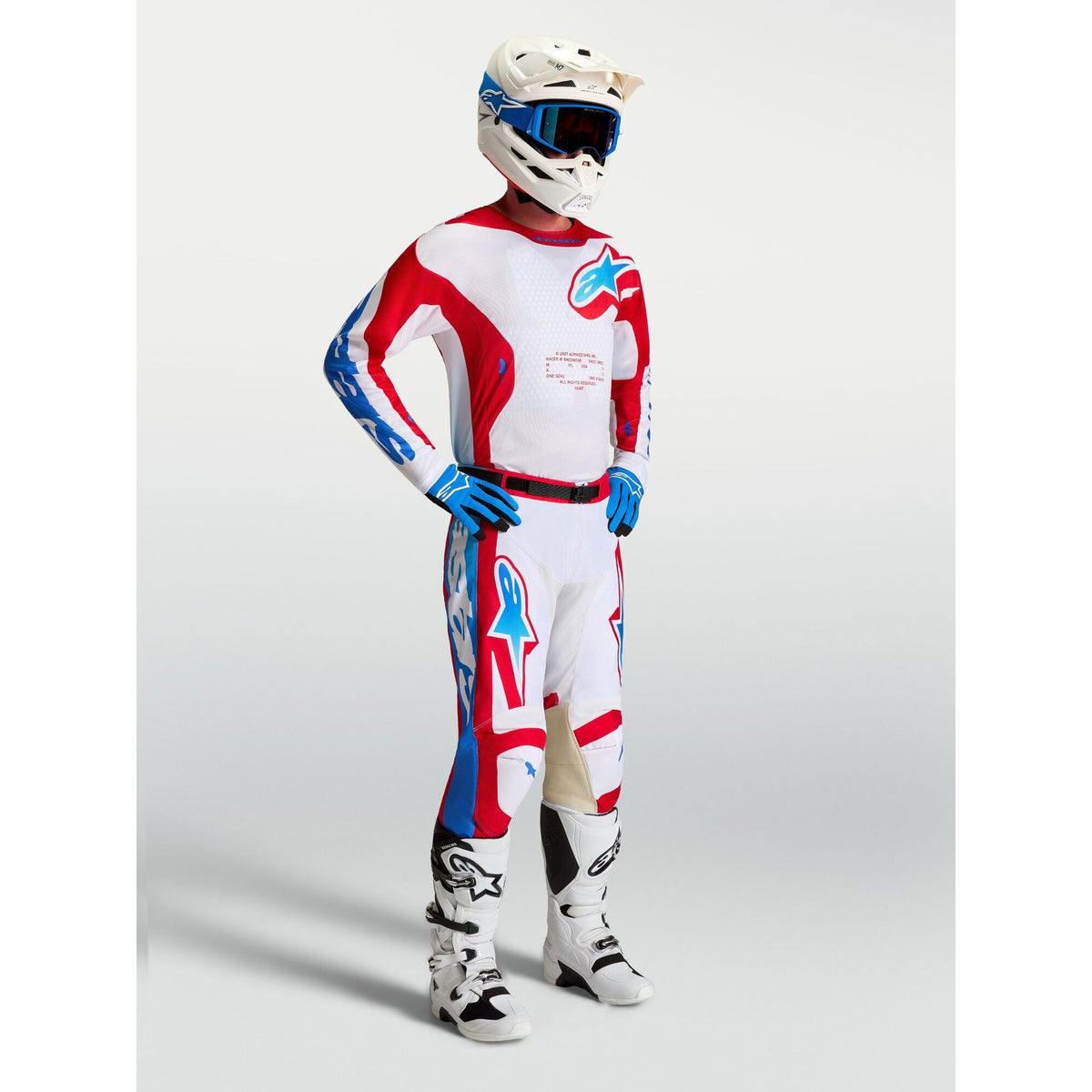 Alpinestars Racer HUNT MX Jersey (White/Fire Red/Ucla Blue)