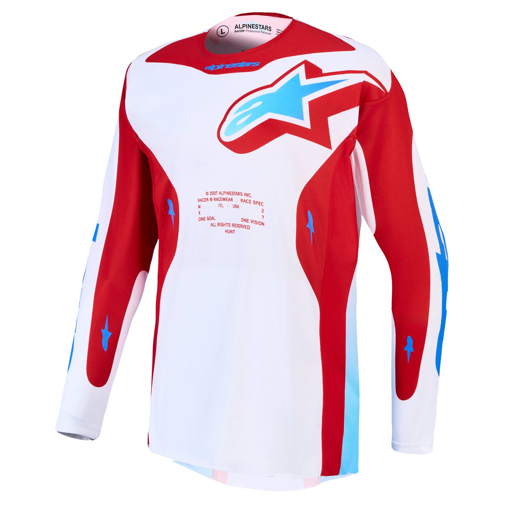 Alpinestars Racer HUNT MX Jersey (White/Fire Red/Ucla Blue)