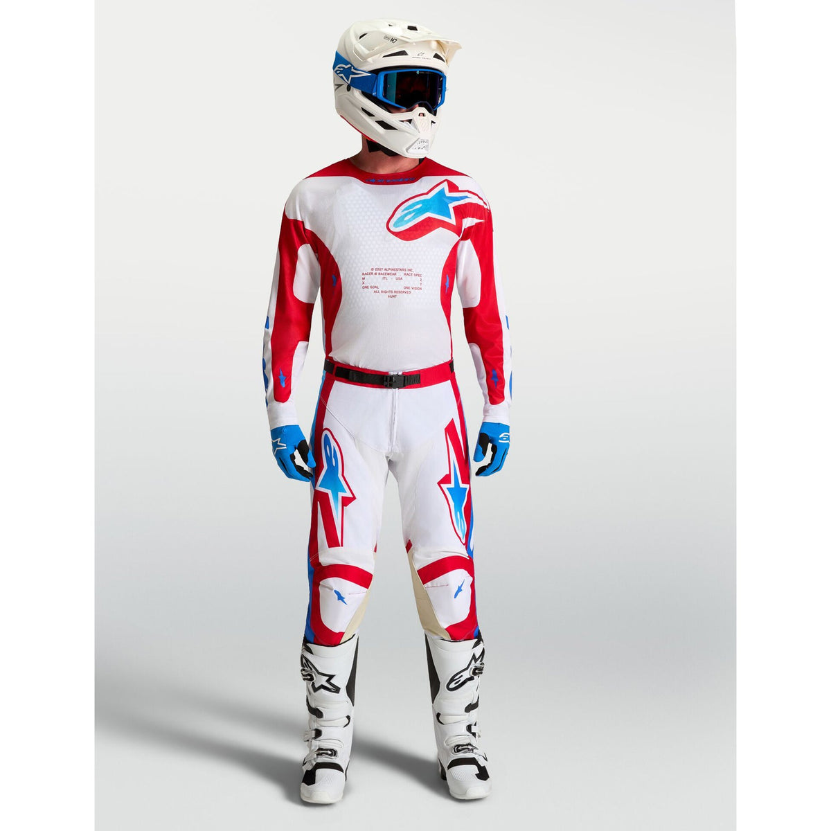 Alpinestars Racer HUNT MX Jersey (White/Fire Red/Ucla Blue)