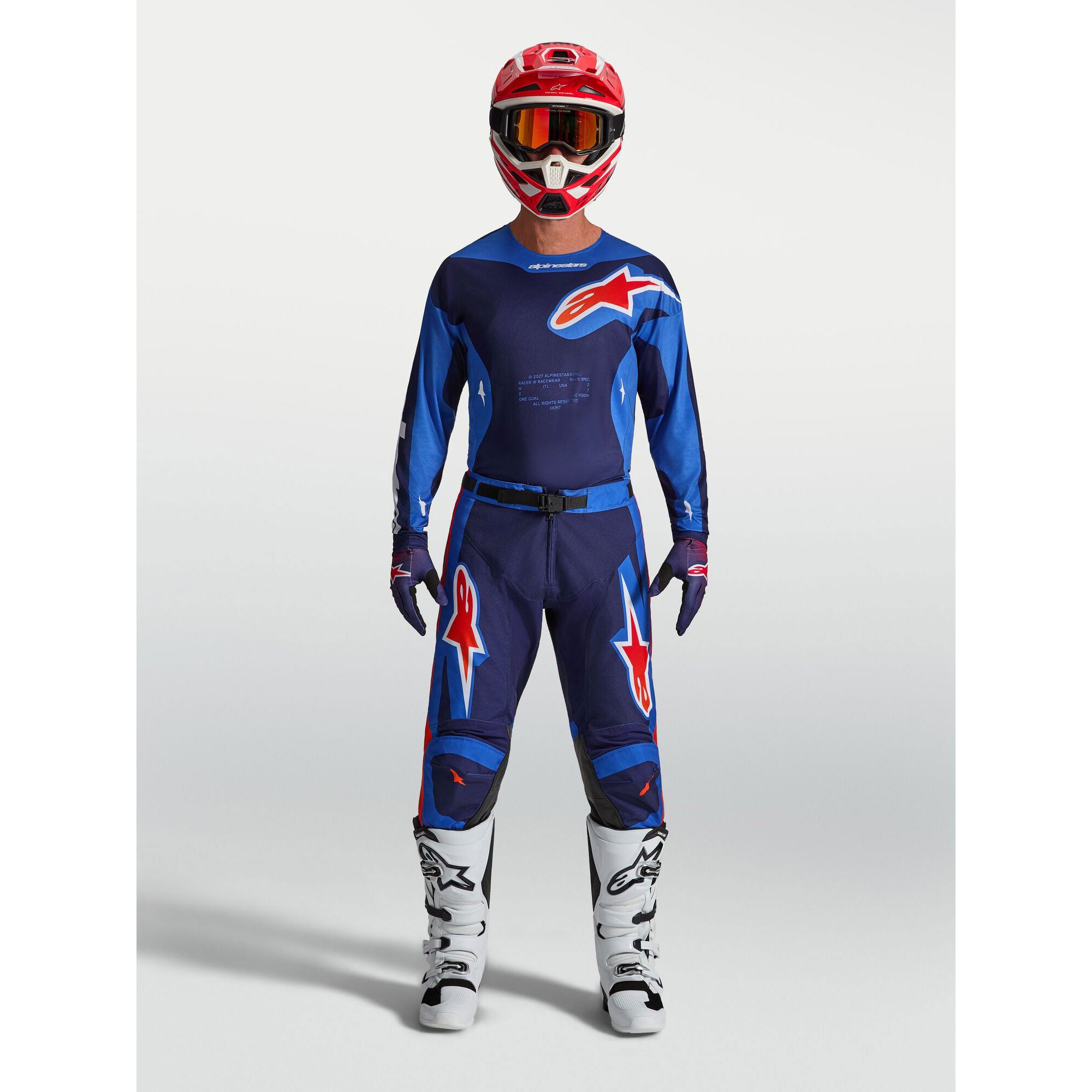 Alpinestars Racer HUNT MX Gear Set (Strong Blue/Deep Blue/Fire Red)