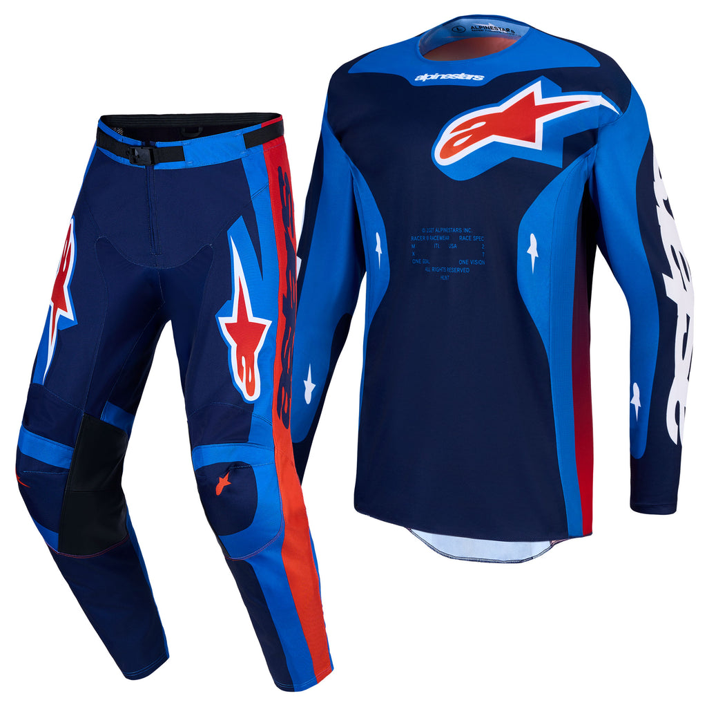 Alpinestars Racer HUNT MX Gear Set (Strong Blue/Deep Blue/Fire Red)