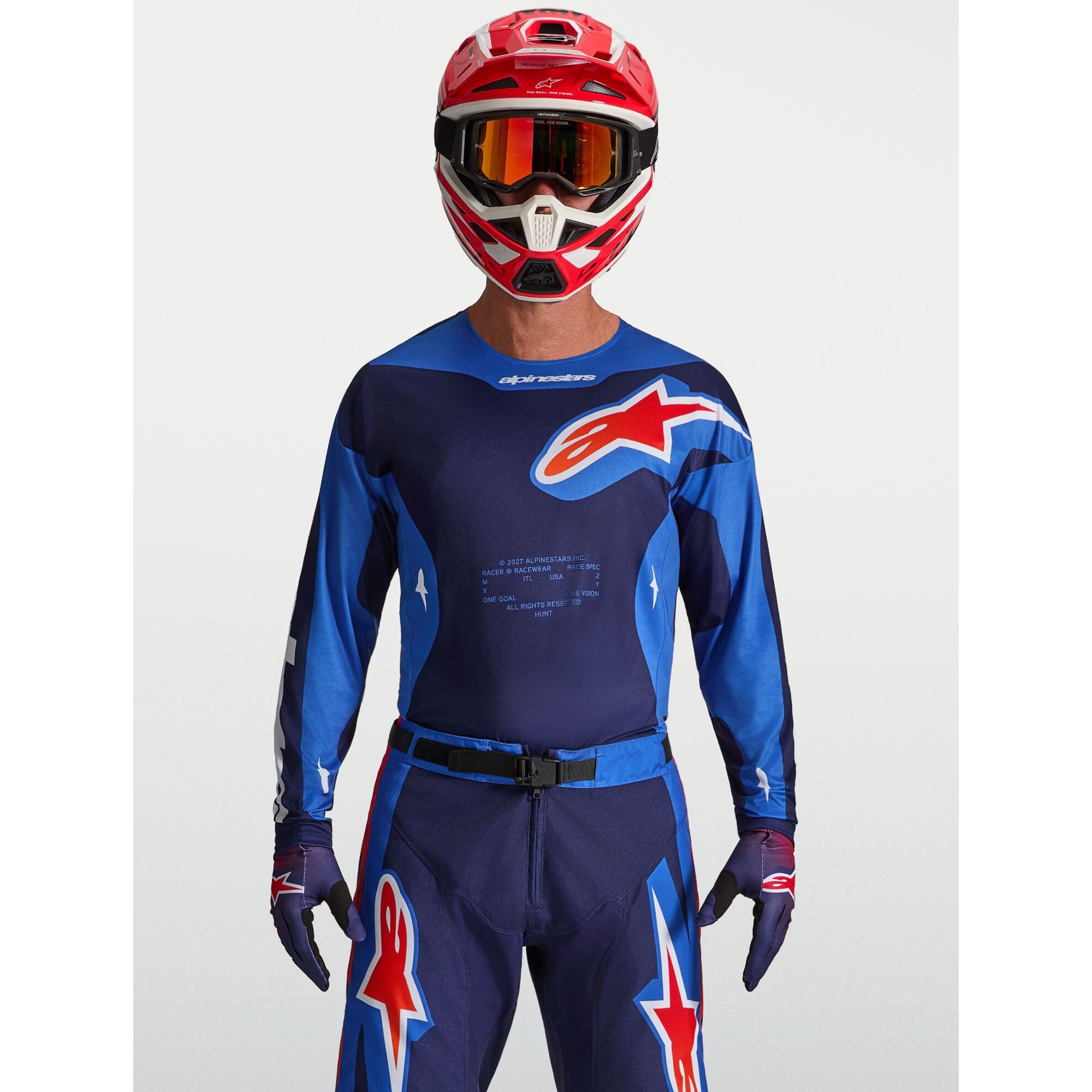 Alpinestars Racer HUNT MX Gear Set (Strong Blue/Deep Blue/Fire Red)
