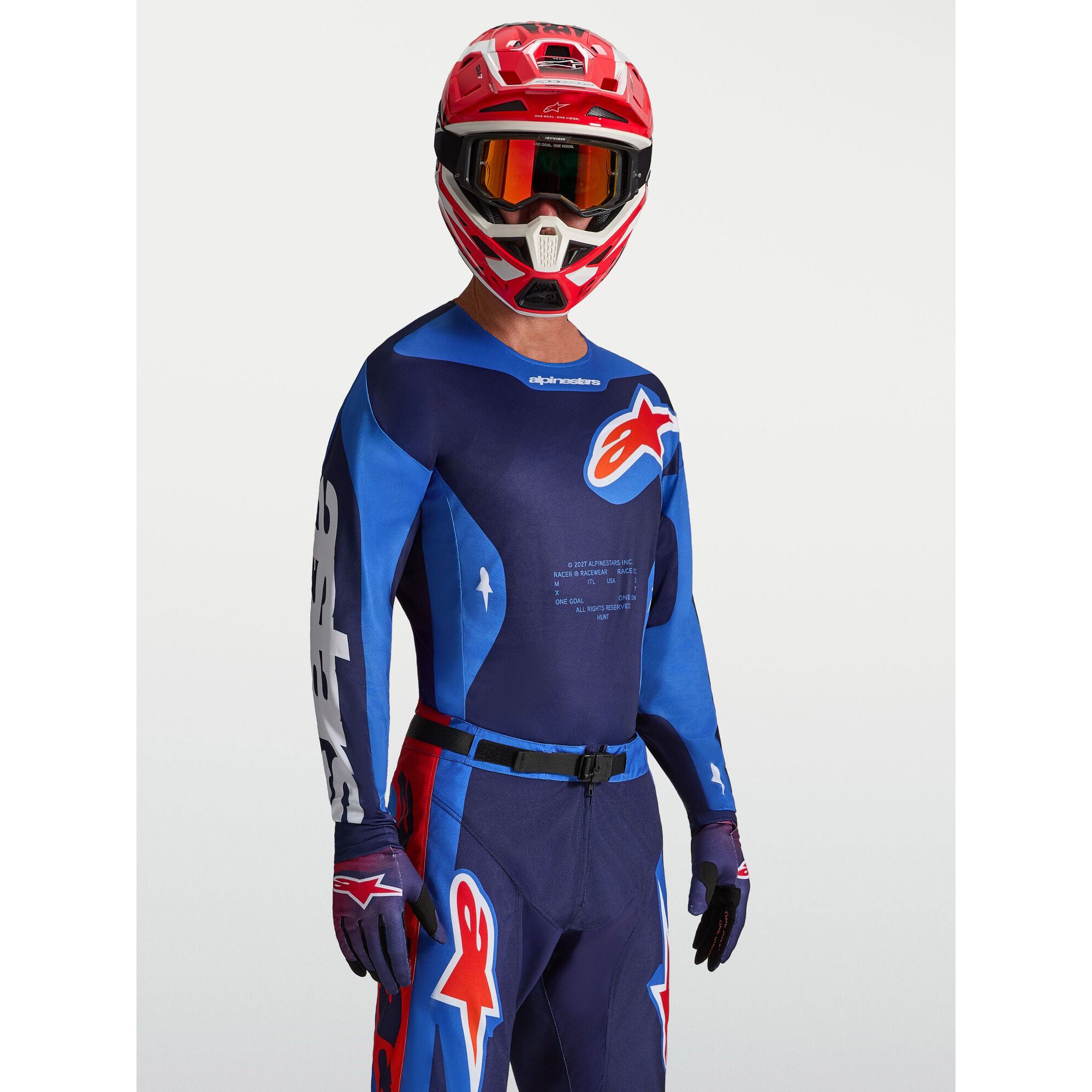 Alpinestars Racer HUNT MX Gear Set (Strong Blue/Deep Blue/Fire Red)