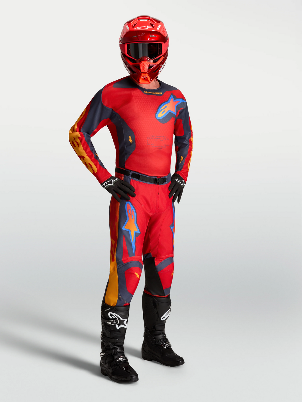 Alpinestars Racer HUNT MX Gear Set (Fire Red/Graystone/Hot Coral)