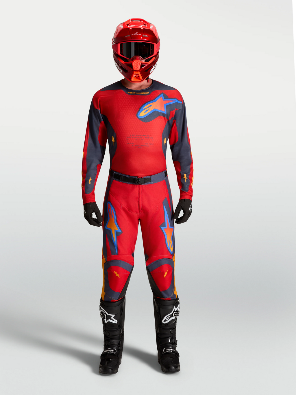 Alpinestars Racer HUNT MX Gear Set (Fire Red/Graystone/Hot Coral)
