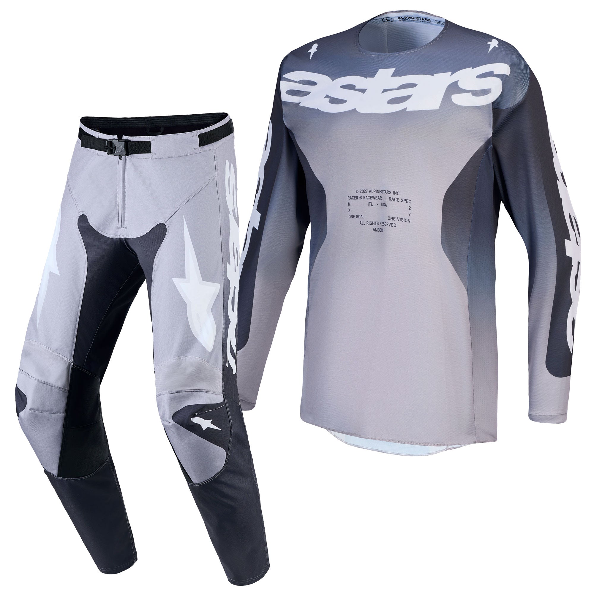 Alpinestars Racer AMBER MX Gear Set (Graystone/Cold Grey/Light Lilac)