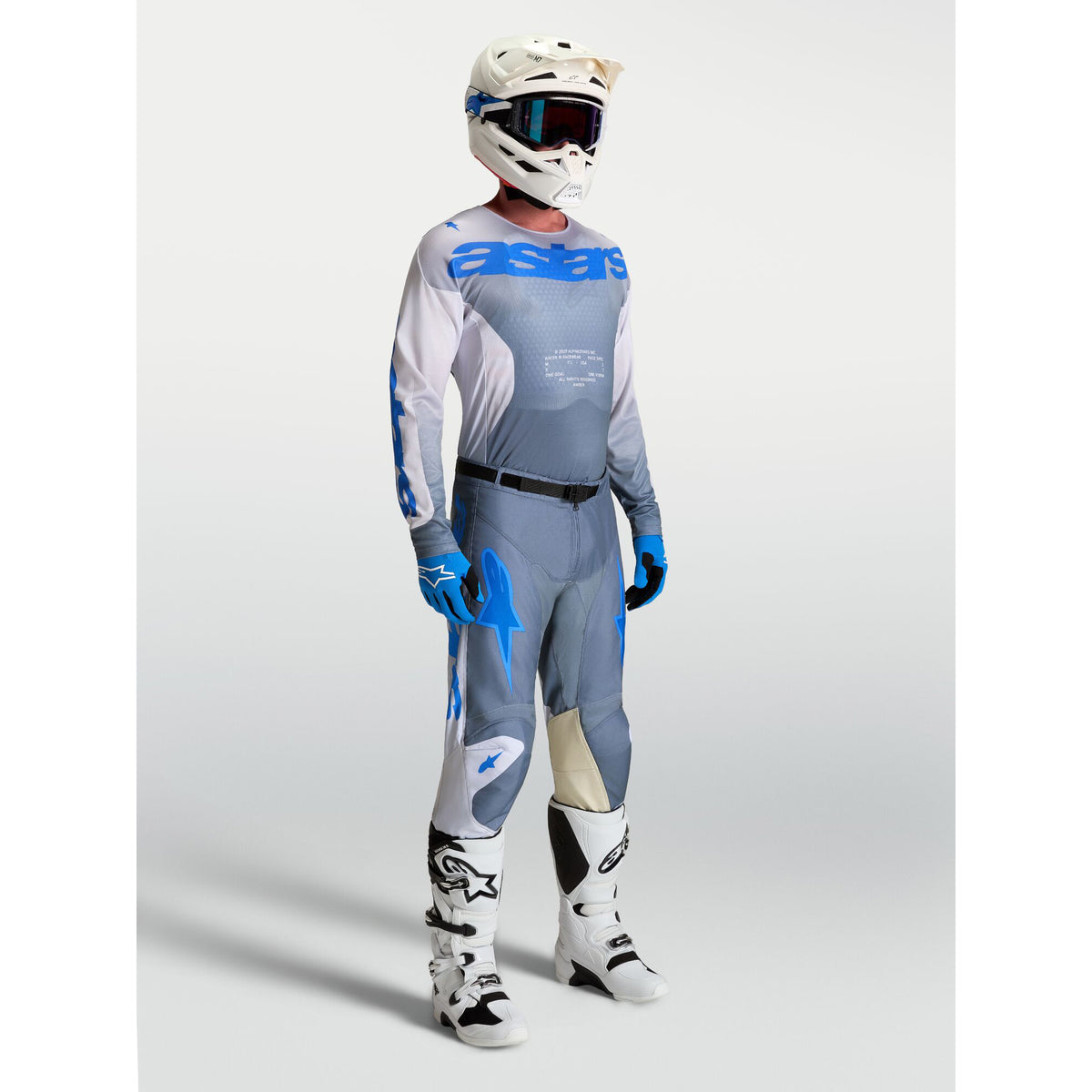 Alpinestars Racer AMBER MX Gear Set (Ash Gray/Light Lilac/Ucla Blue)
