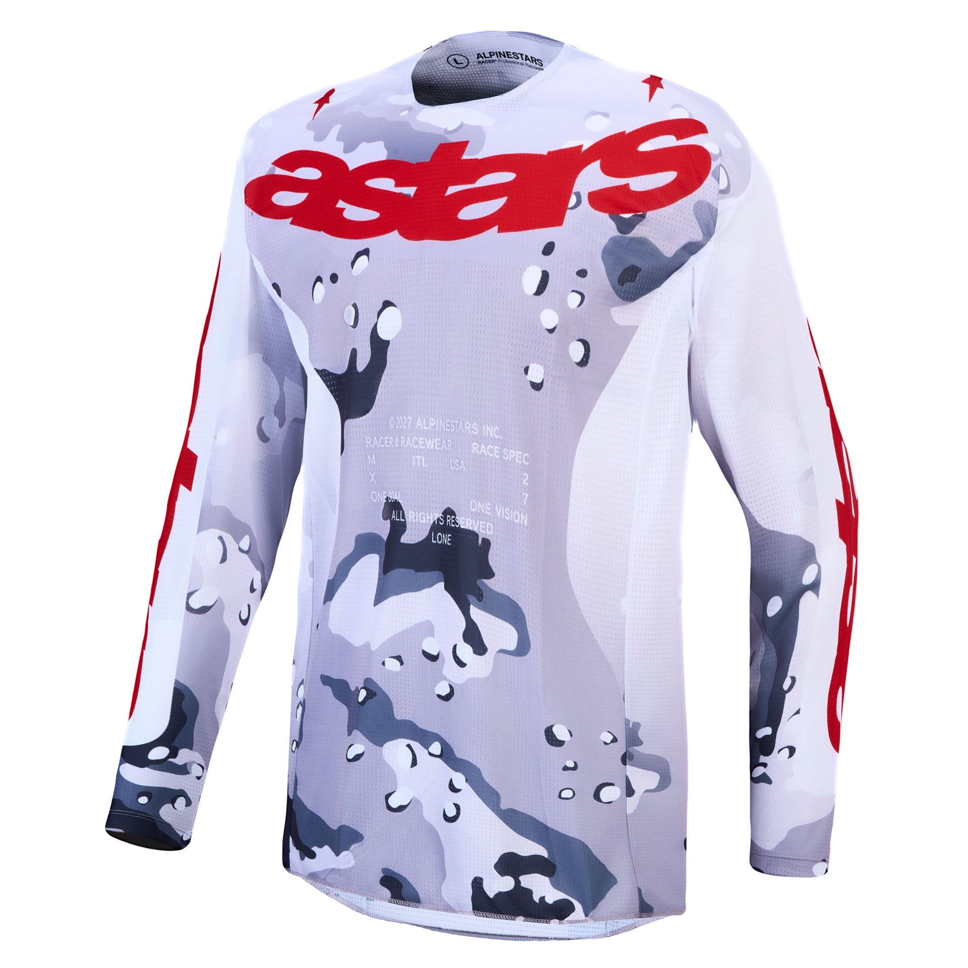 Alpinestars Racer AIR LONE MX Jersey (Grey Camo/White/Fire Red)