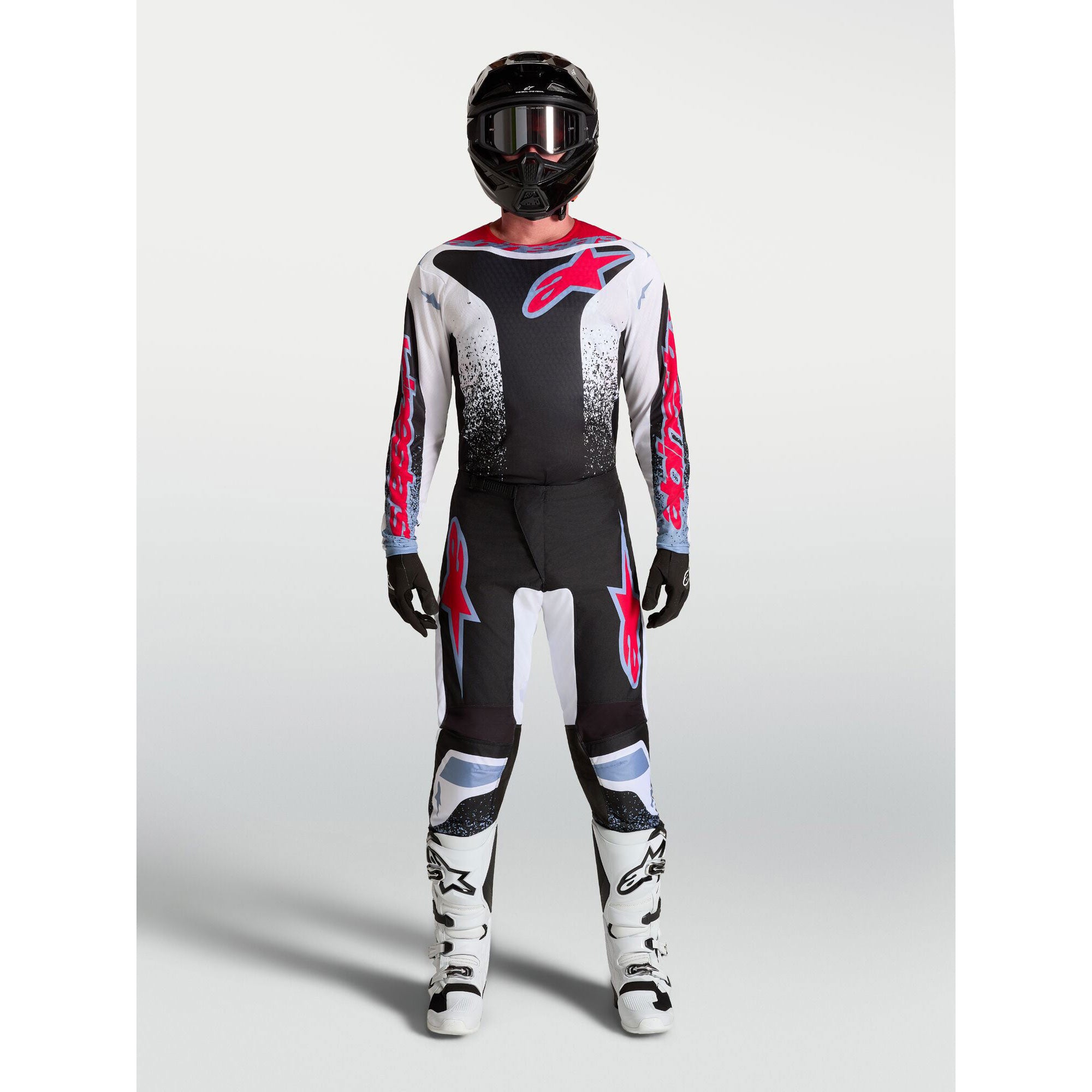 Alpinestars Fluid DRAG MX Gear Set (Black/White/Light Blue/Red Fluo)
