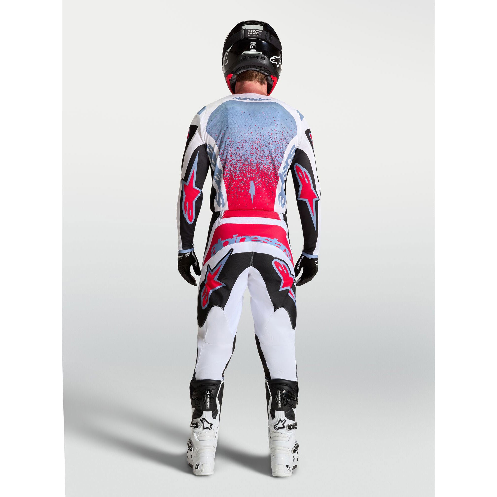 Alpinestars Fluid DRAG MX Gear Set (Black/White/Light Blue/Red Fluo)