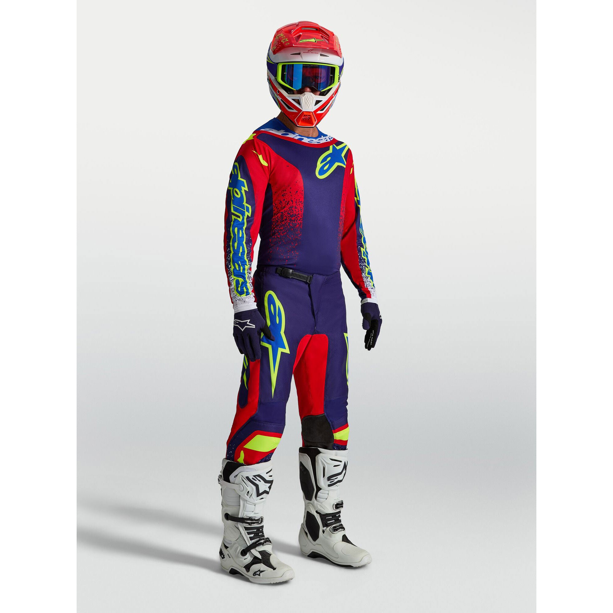 Alpinestars Fluid DRAG MX Gear Set (Blue Navy/Fire Red/White)
