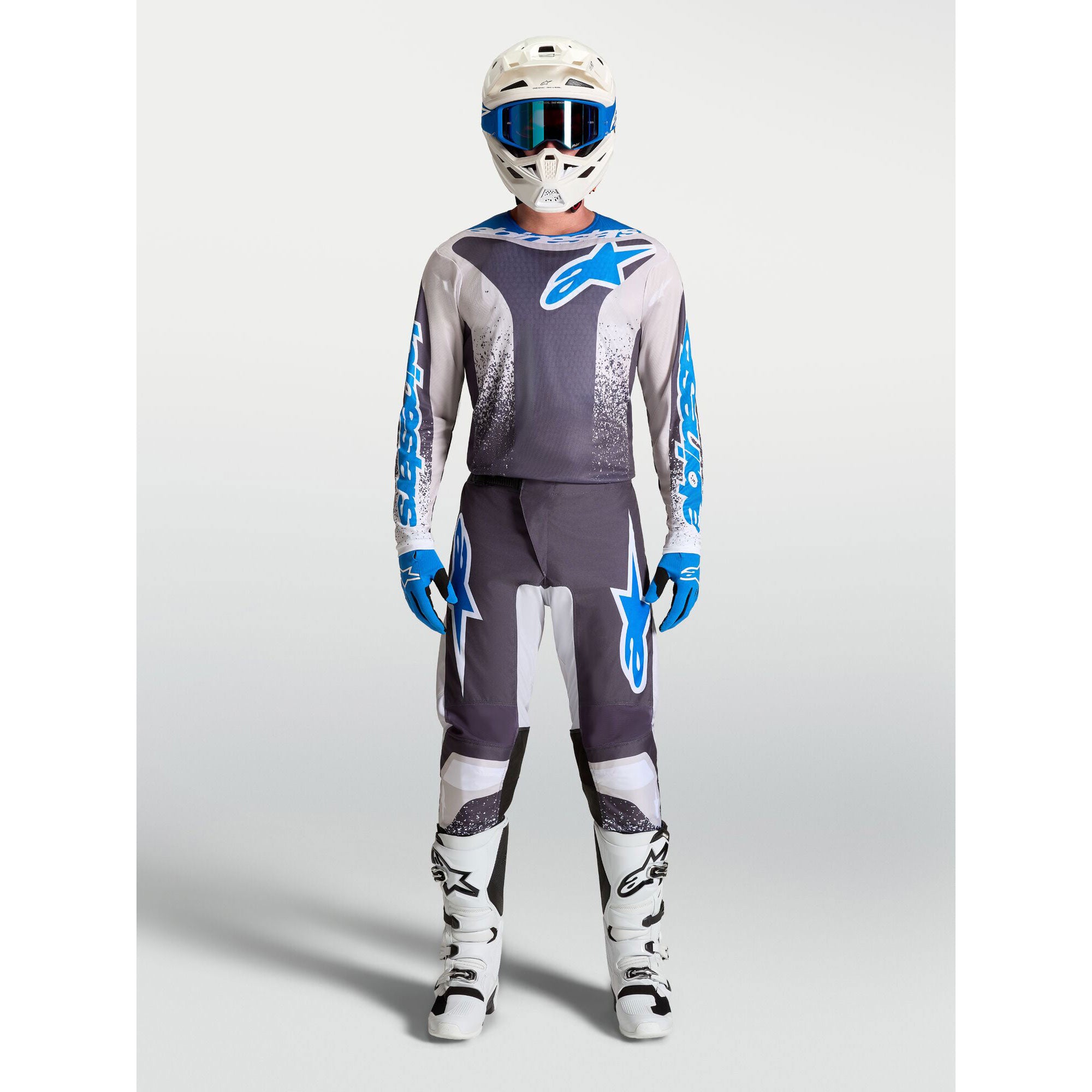 Alpinestars Fluid DRAG MX Gear Set (Graystone/Light Lilac/UCLA Blue)