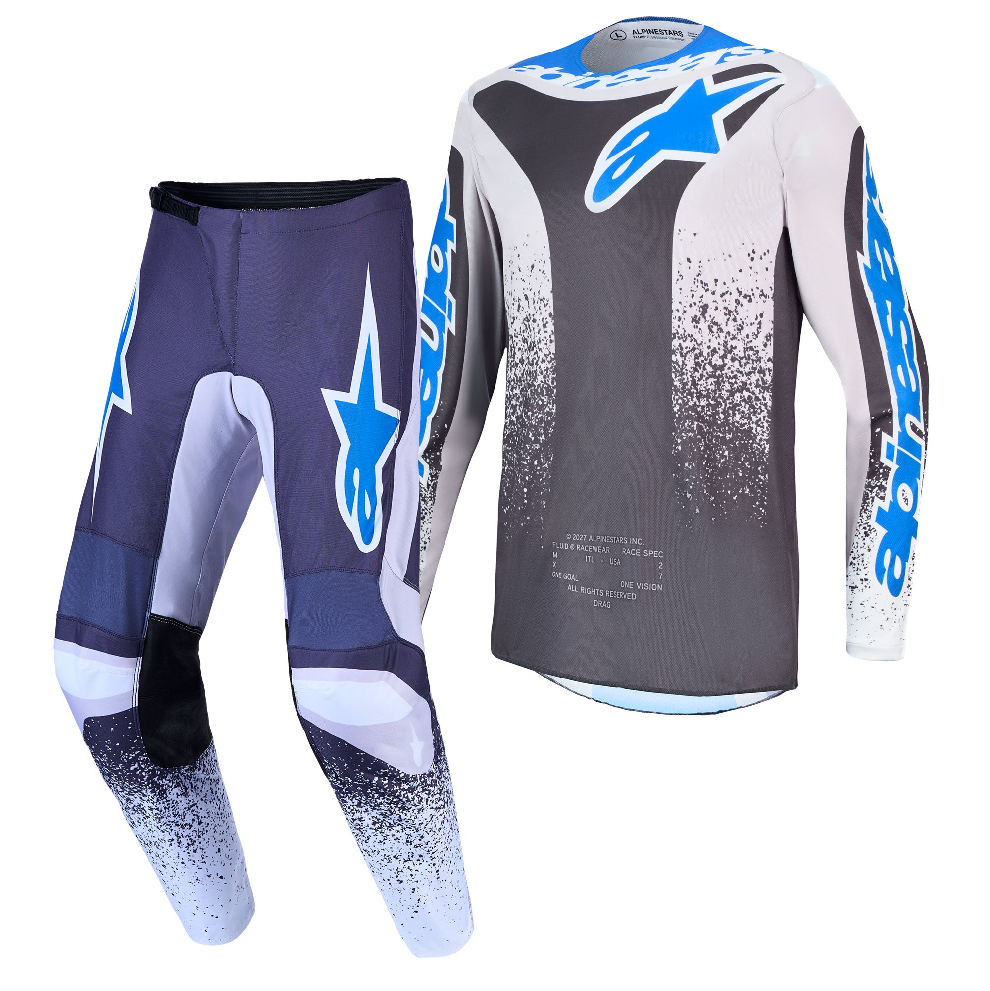 Alpinestars Fluid DRAG MX Gear Set (Graystone/Light Lilac/UCLA Blue)