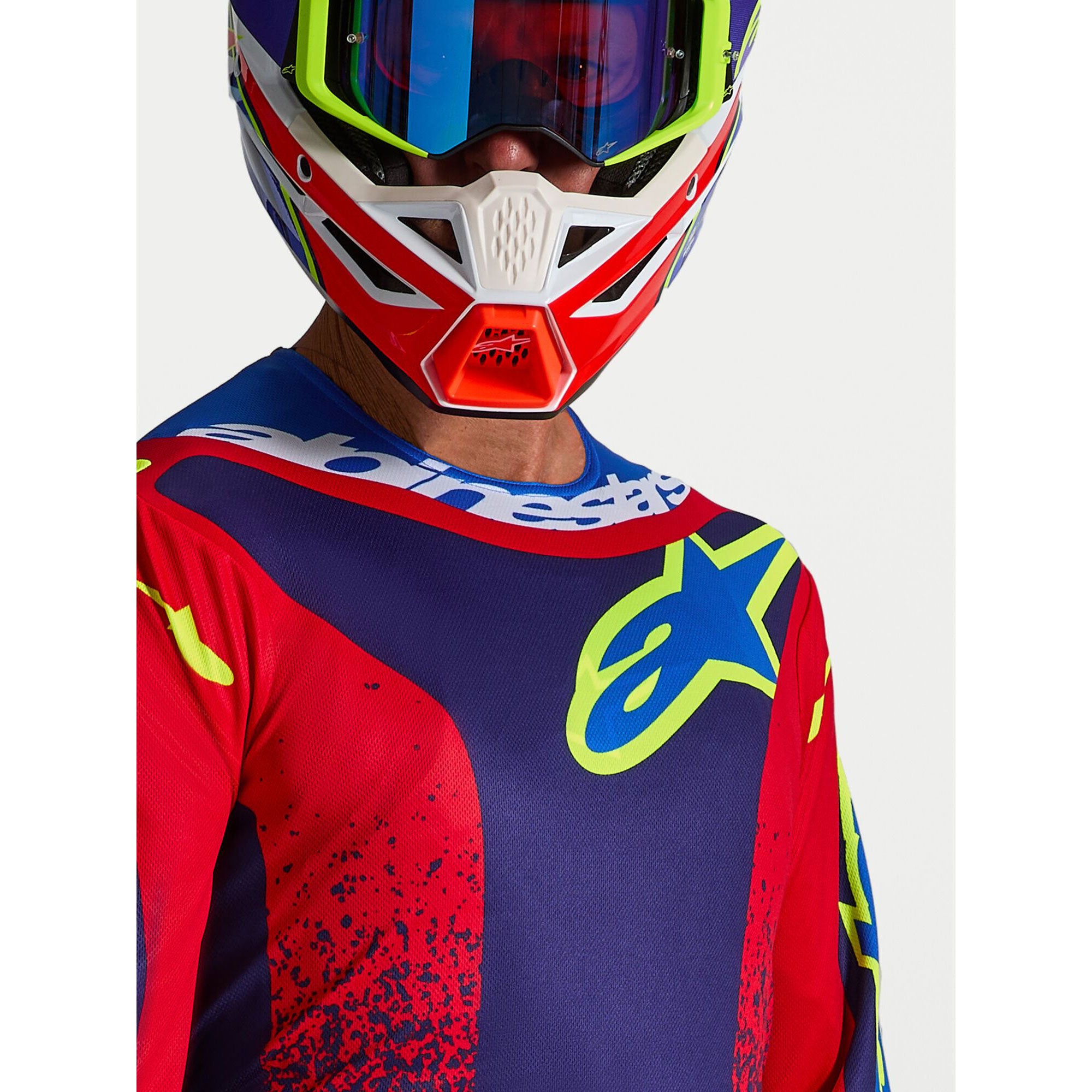 Alpinestars Fluid DRAG MX Gear Set (Blue Navy/Fire Red/White)