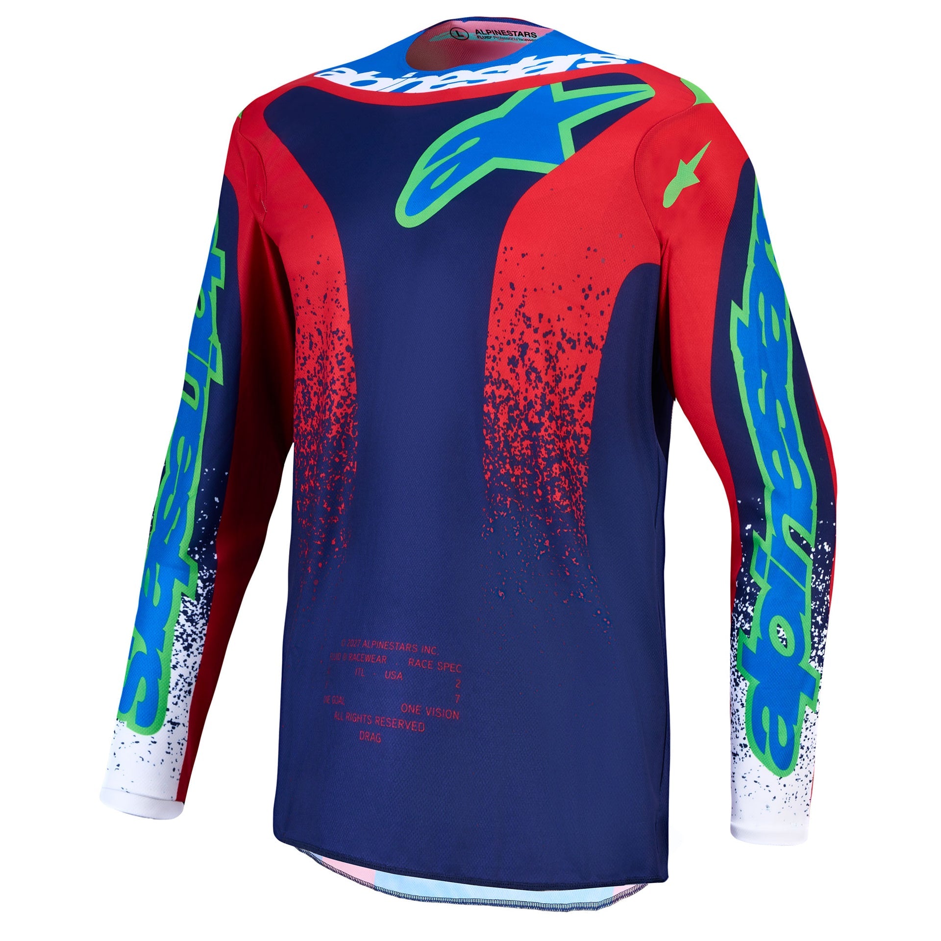 Alpinestars Fluid DRAG MX Jersey (Blue Navy/Fire Red/White)