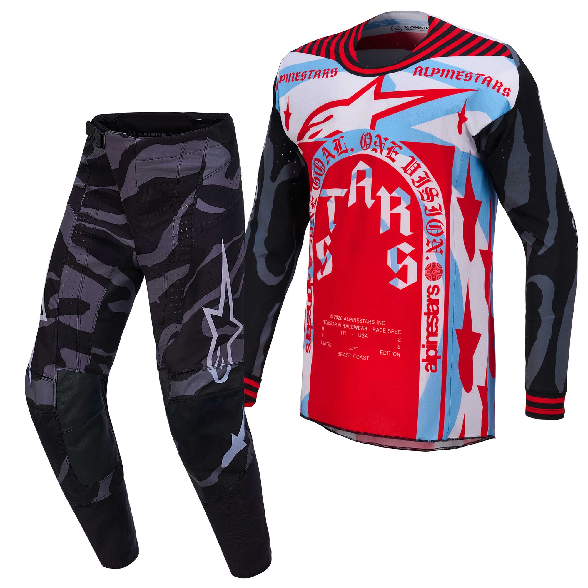 Alpinestars (Limited Edition) MX Jersey & Pant Kit Deal - TechStar BEAST (Pirate Black/Hot Orange)