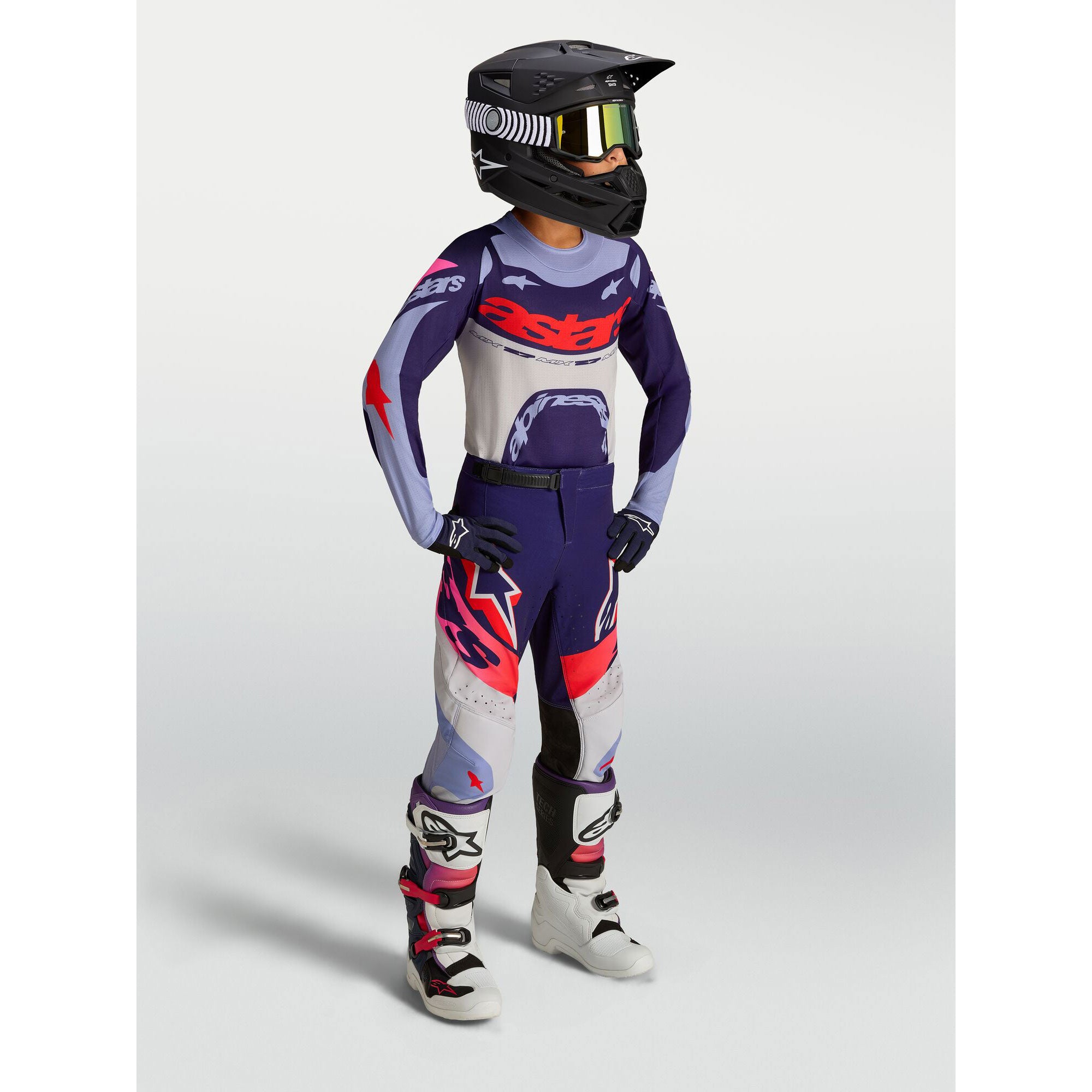 Alpinestars Youth Supertech DYNA MX Gear Set (Light Violet/Deep Purple/Pink Fluo)