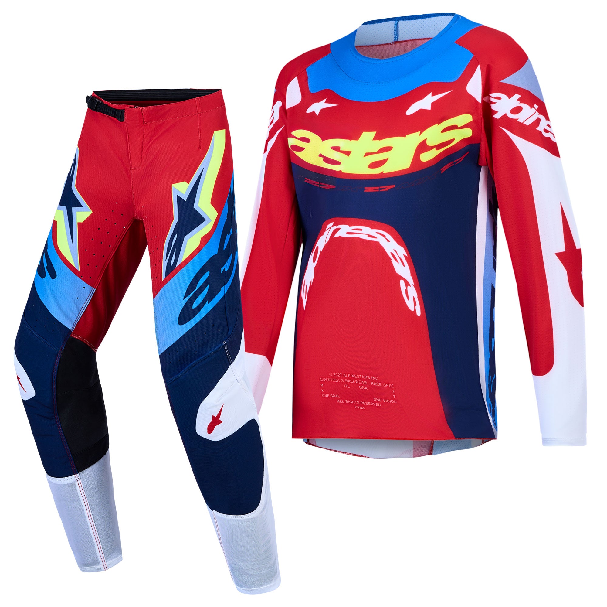 Alpinestars Youth Supertech DYNA MX Gear Set (Fire Red/White/Navy Blue)