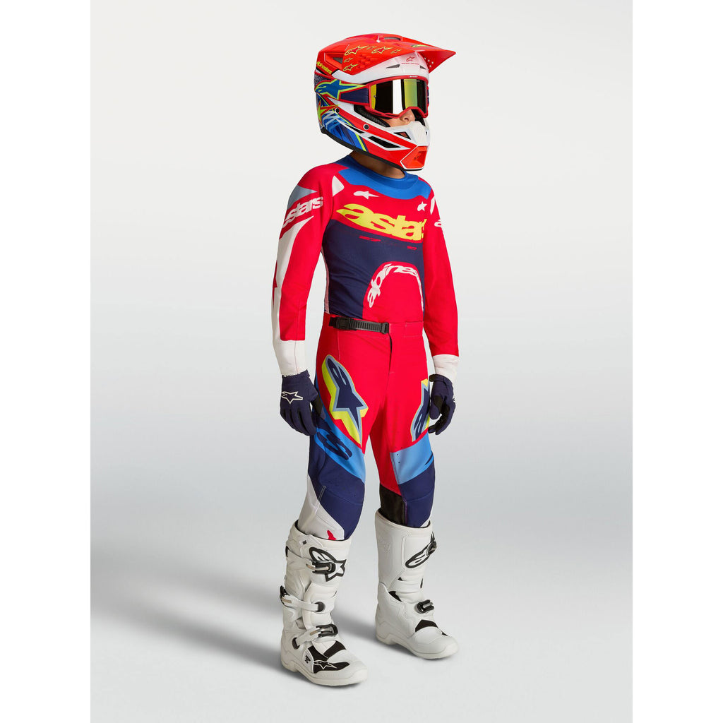Alpinestars Youth Supertech DYNA MX Gear Set (Fire Red/White/Navy Blue)