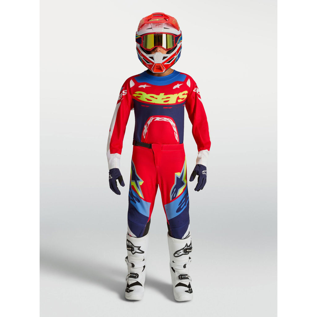 Alpinestars Youth Supertech DYNA MX Gear Set (Fire Red/White/Navy Blue)